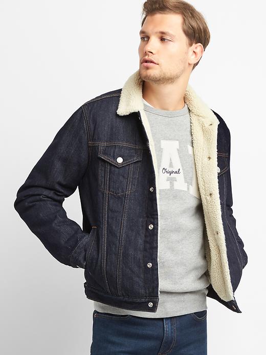 Image number 1 showing, Sherpa-lined icon denim jacket