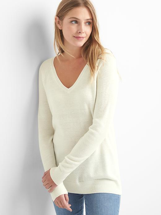 View large product image 1 of 1. Brooklyn V-neck raglan sweater