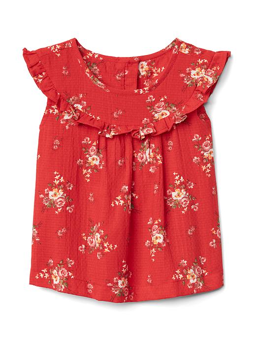 Image number 1 showing, Floral dobby ruffle top