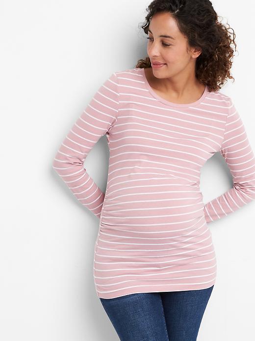 Image number 1 showing, Maternity Pure Body stripe long sleeve crew tee