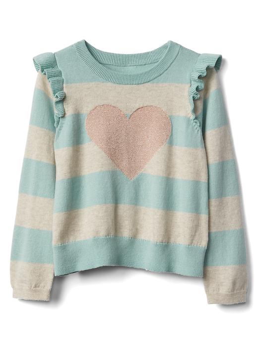 Image number 1 showing, Heart ruffle crew sweater