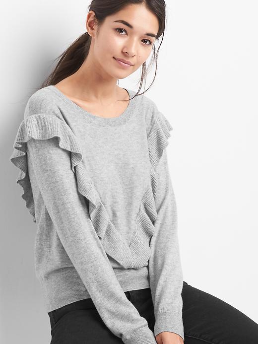 Image number 7 showing, Ruffle crewneck pullover