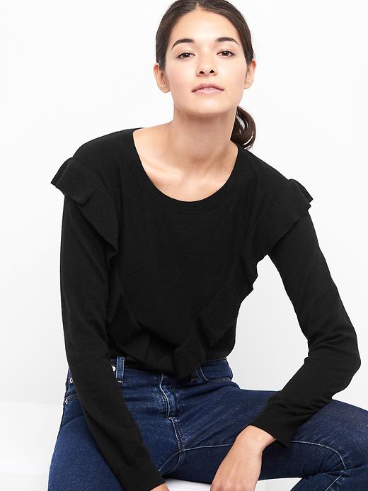 Image number 8 showing, Ruffle crewneck pullover
