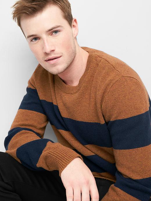 Image number 5 showing, Rugby Stripe Crewneck Sweater in Wool Blend