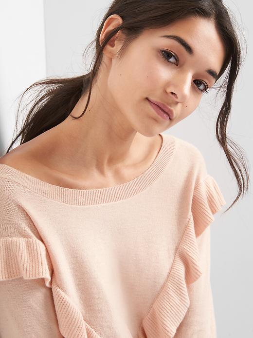 Image number 5 showing, Ruffle crewneck pullover