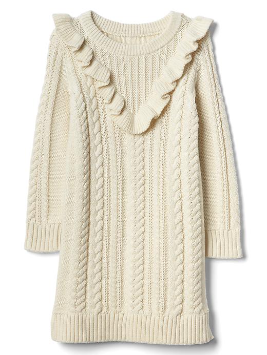 Image number 1 showing, Cable-knit ruffle sweater dress