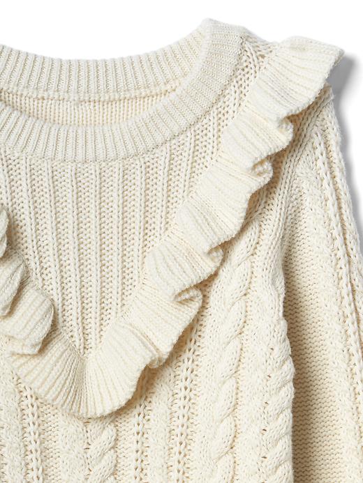 Image number 3 showing, Cable-knit ruffle sweater dress