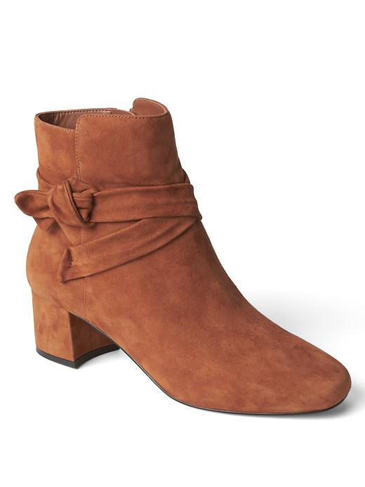 Image number 1 showing, Suede knot-tie booties