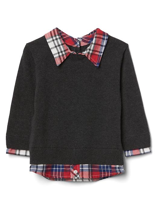 Image number 1 showing, Plaid 2-in-1 sweater
