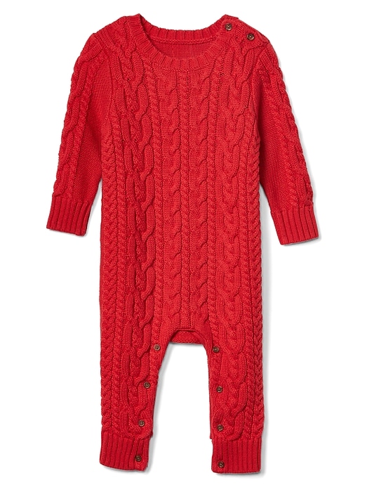 View large product image 1 of 1. Cable-knit sweater one-piece