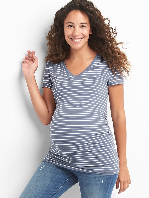 Image number 1 showing, Maternity Pure Body stripe V-neck tee