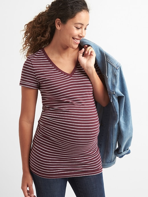 Image number 4 showing, Maternity Pure Body stripe V-neck tee