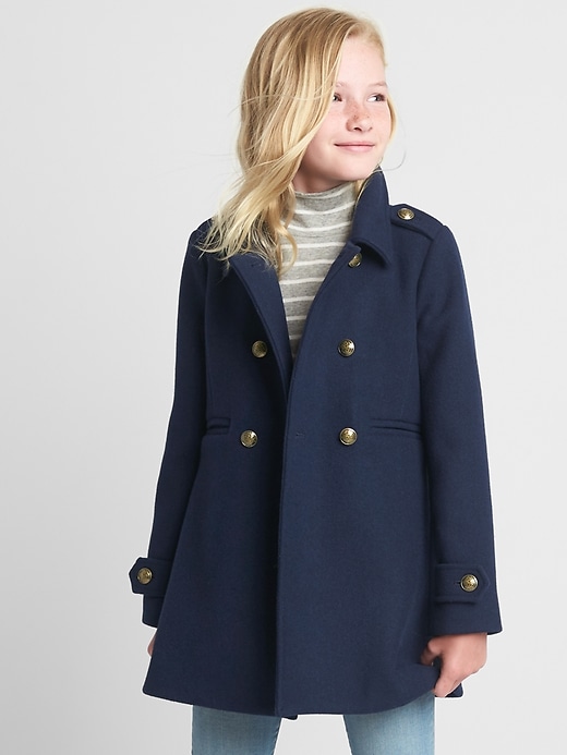 Image number 1 showing, Navy wool peacoat