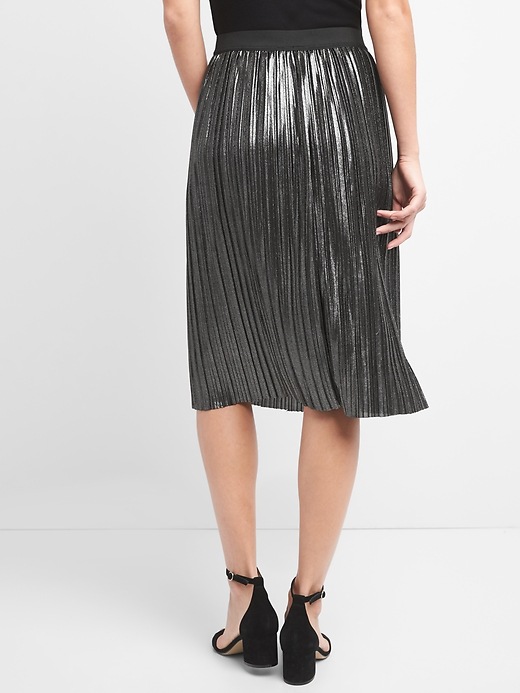 Image number 2 showing, Metallic pleated midi skirt