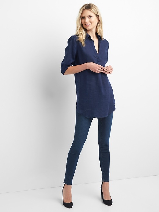Image number 3 showing, Linen popover tunic
