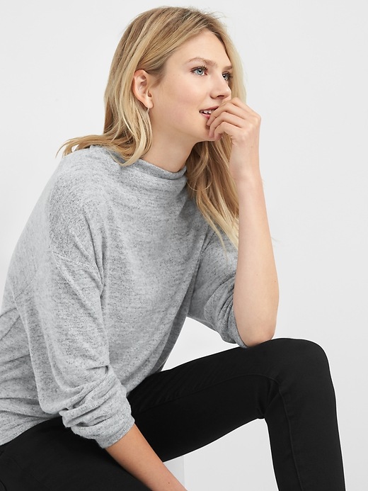 Image number 5 showing, Softspun funnel-neck sweater