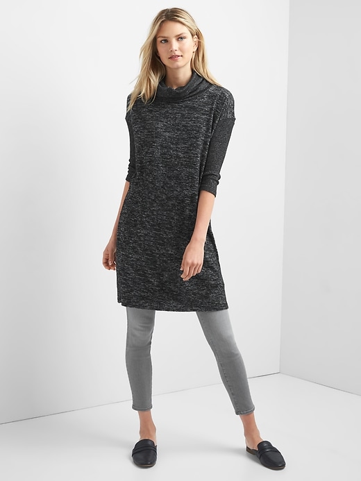 View large product image 1 of 1. Brushed jersey cowlneck dress