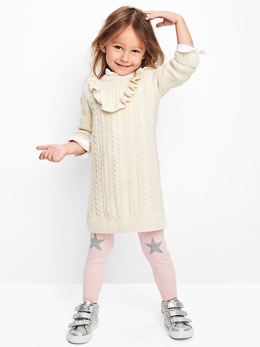 Image number 4 showing, Cable-knit ruffle sweater dress