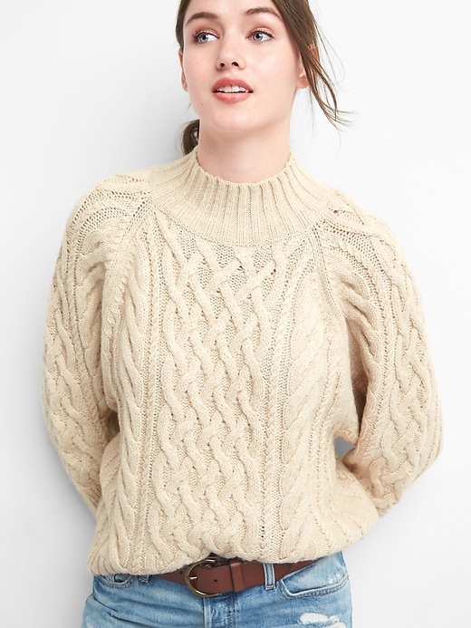 Image number 5 showing, Cable knit mockneck sweater