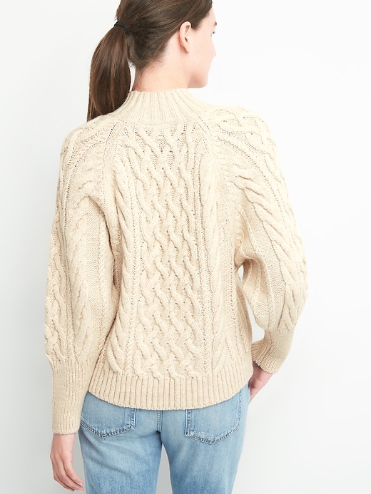 Image number 2 showing, Cable knit mockneck sweater