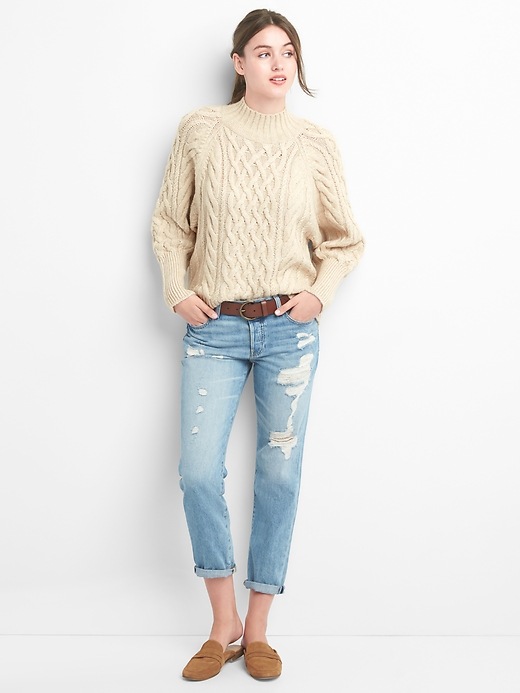 Image number 3 showing, Cable knit mockneck sweater