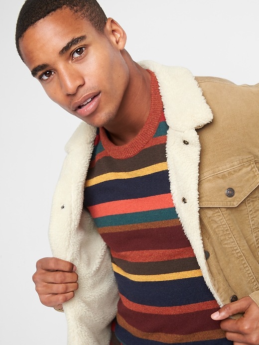 Image number 5 showing, Merino wool blend crazy stripe crewneck sweater