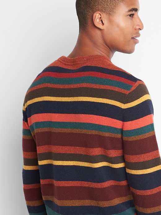 Image number 2 showing, Merino wool blend crazy stripe crewneck sweater