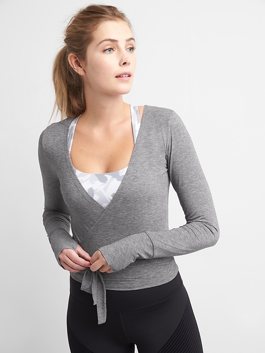 View large product image 1 of 1. Breathe barre wrap crop top