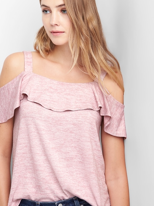 View large product image 1 of 1. Softspun cold-shoulder tee