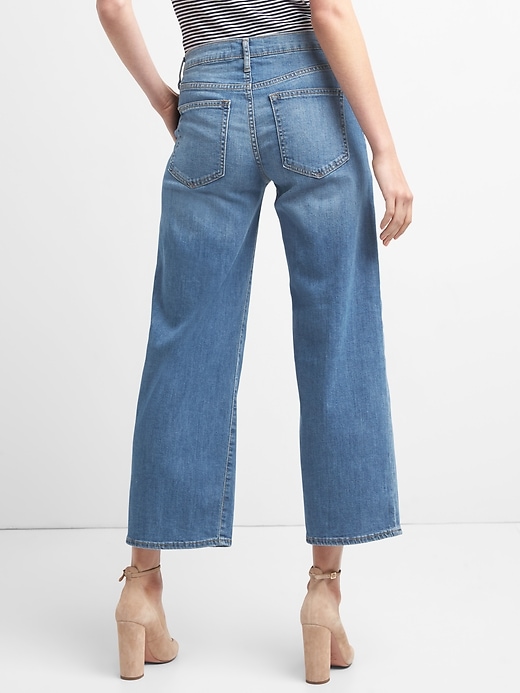 Image number 2 showing, High rise wide leg crop jeans