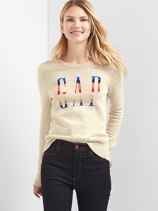 Image number 1 showing, Crazy stripe logo crewneck sweater