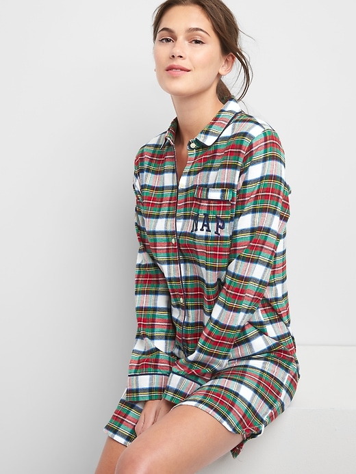 View large product image 1 of 1. Flannel sleep shirt dress