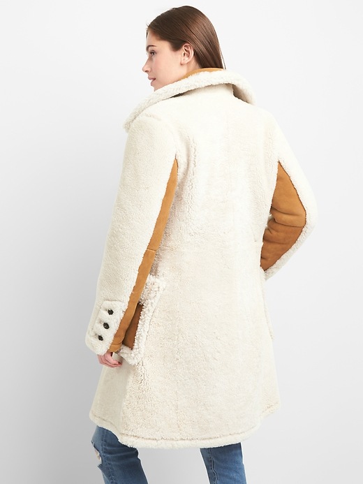 Image number 2 showing, Shearling suede coat