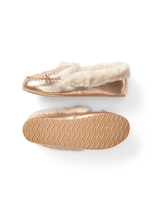 Image number 2 showing, Metallic Cat Faux-Fur Slippers