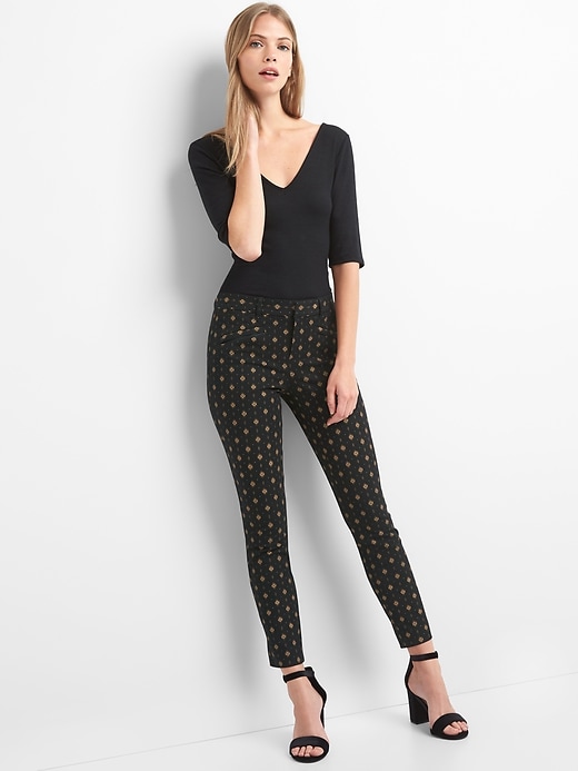Image number 3 showing, Gold print skinny ankle pants