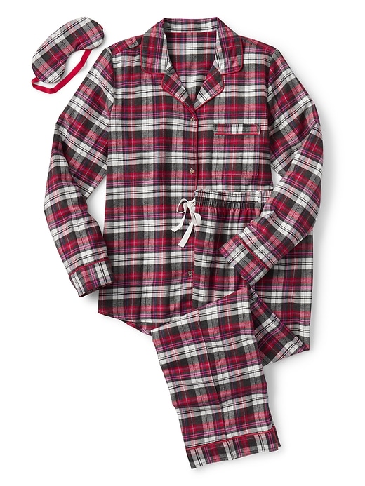 Gap Womens Flannel Pj Set With Eye Mask Red Plaid Size XS
