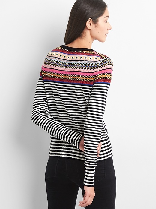 Image number 2 showing, Fair isle stripe crewneck sweater