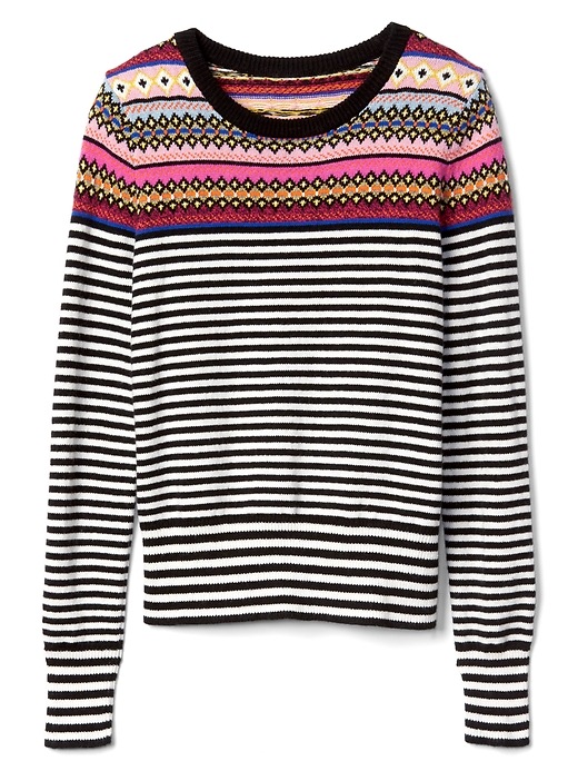 Image number 6 showing, Fair isle stripe crewneck sweater