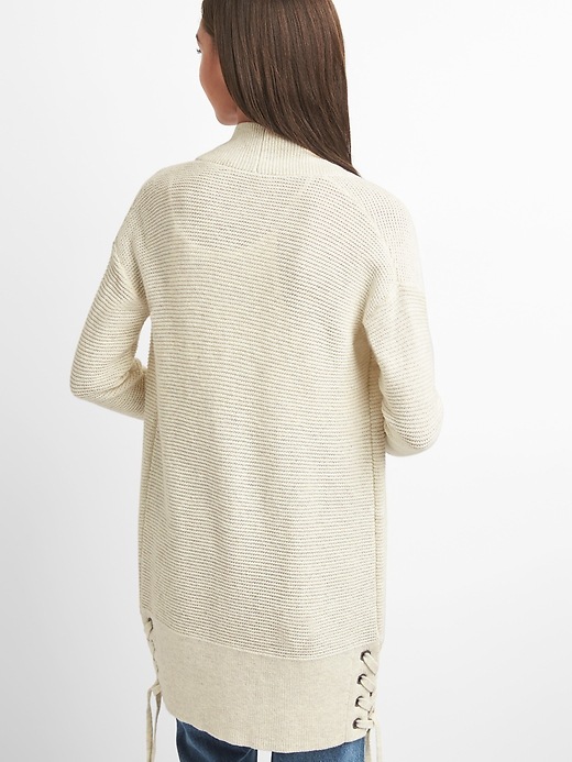 Image number 2 showing, Lace up ribbed cardigan