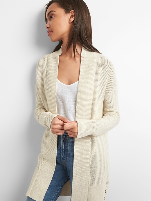 Image number 5 showing, Lace up ribbed cardigan