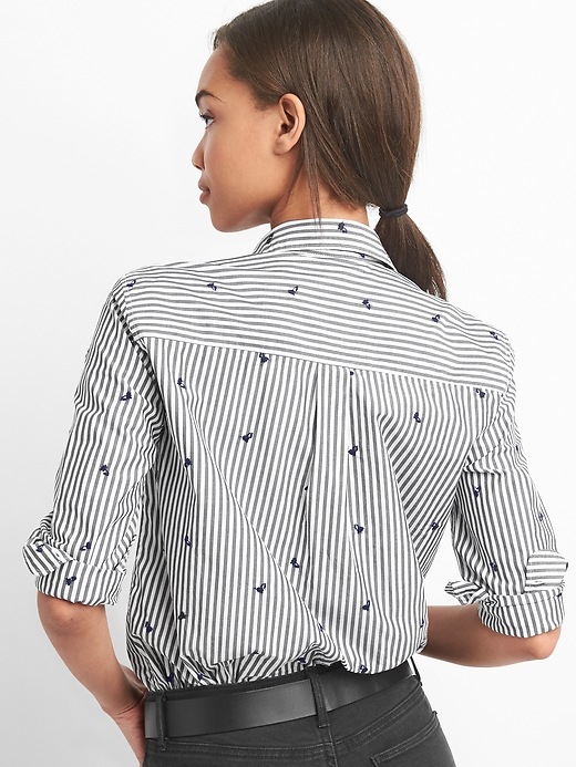 Image number 2 showing, Embroidered stripe popover boyfriend shirt