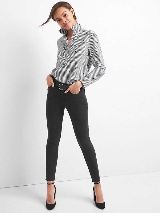 Image number 3 showing, Embroidered stripe popover boyfriend shirt