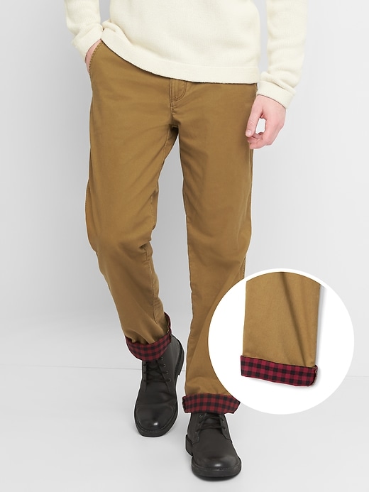 Image number 8 showing, Flannel-Lined Khakis in Straight Fit with GapFlex