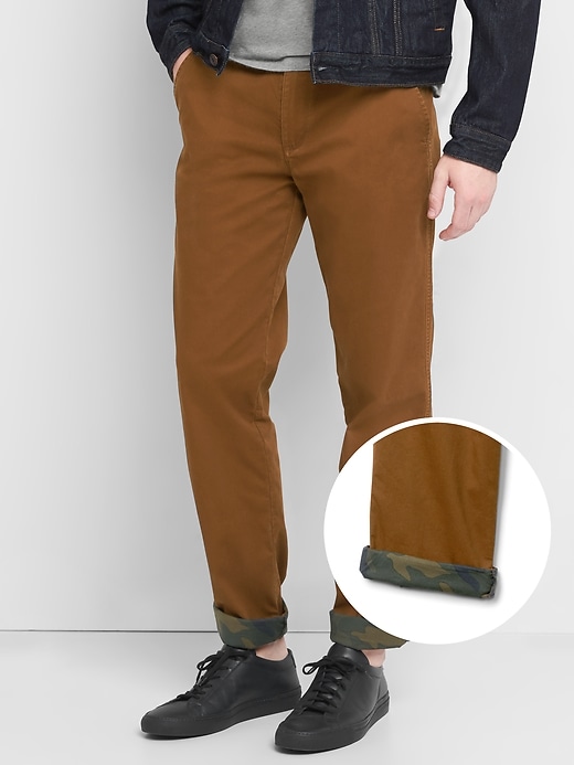 Image number 3 showing, Flannel-Lined Khakis in Straight Fit with GapFlex