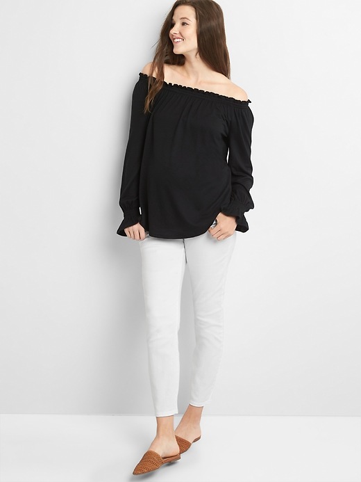 Image number 3 showing, Maternity Long Sleeve Off-The-Shoulder Top