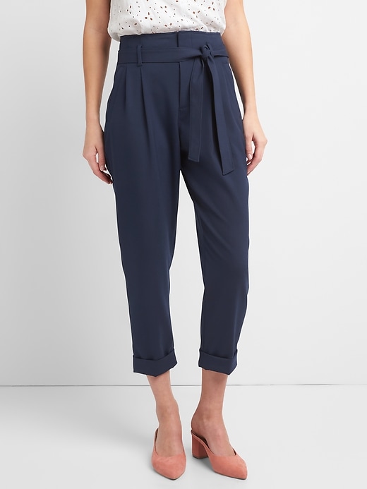 View large product image 1 of 1. High Rise Pleated Waist Trousers