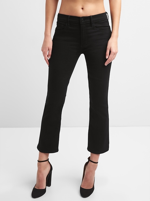 Image number 8 showing, High Rise Crop Flare Jeans in Everblack