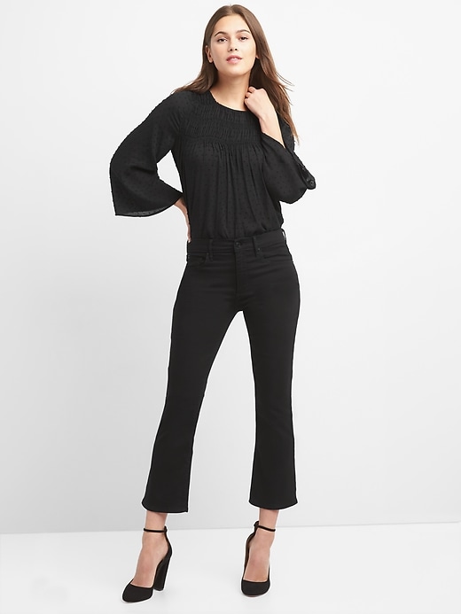 Image number 5 showing, High Rise Crop Flare Jeans in Everblack