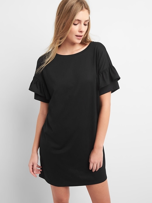 View large product image 1 of 1. Ruffle Sleeve T-Shirt Dress