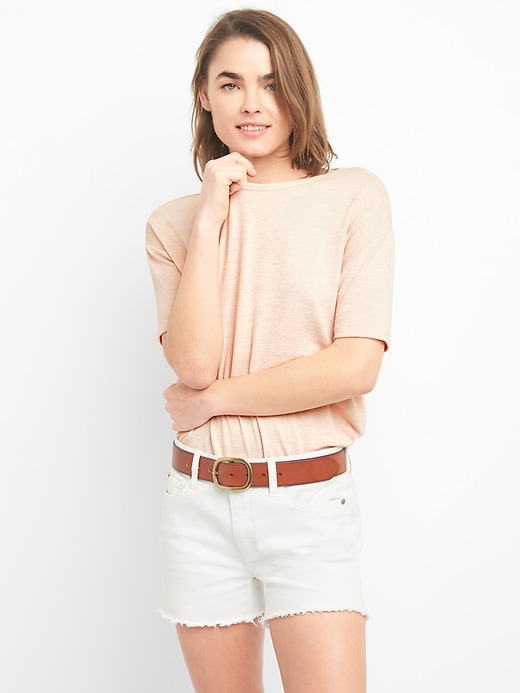 View large product image 1 of 1. Softspun Elbow-Length Sleeve Round Neck T-Shirt